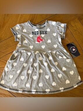 Genuine Merchandise Gray Red Sox Heart Print Dress with Red Logo size 3t